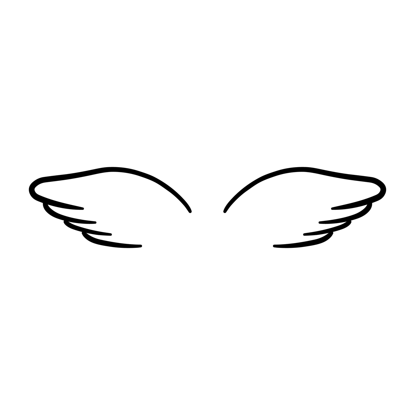 Angel Wings Temporary Tattoo - Minimal black wing design, Pure Black Ink™, 2x4 inch