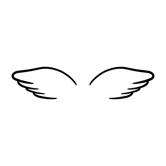 Angel Wings Temporary Tattoo - Minimal black wing design, Pure Black Ink™, 2x4 inch