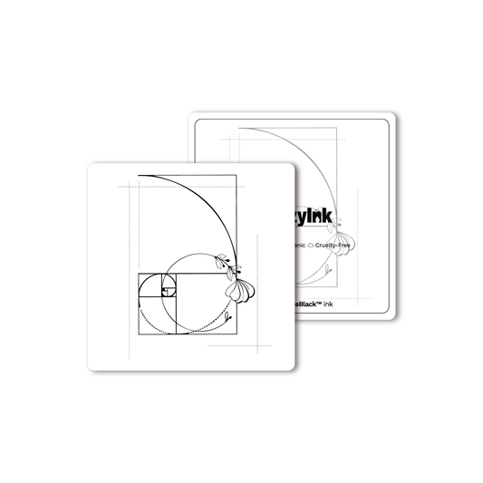 Golden Ratio Floral Temporary Tattoo. Black floral design with Pure Black Ink™, 4x4 inch
