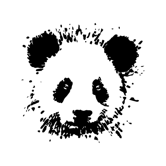Panda Tattoo: Black and white panda design, semi-permanent body art, Pure Black Ink™.