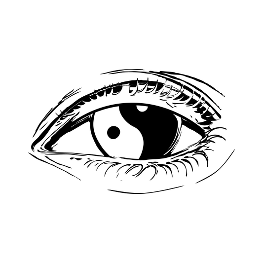 SteezyInk Yin & Yang Eye Temporary Tattoo, bold black design for 1-2 weeks wear.
