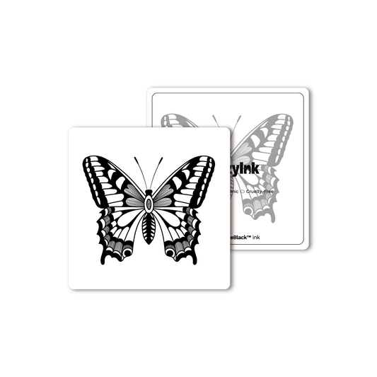Bold Butterfly Temporary Tattoo, black and white design with Pure Black Ink™, Cruelty-free and Hypoallergenic