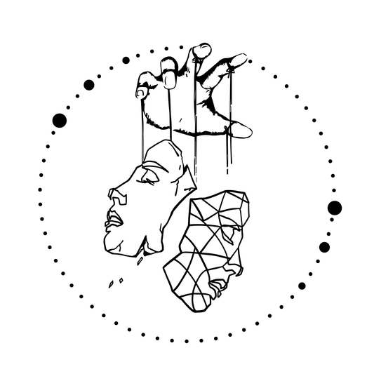 Puppet Master temporary tattoo, with black Pure Black Ink™ and two faces