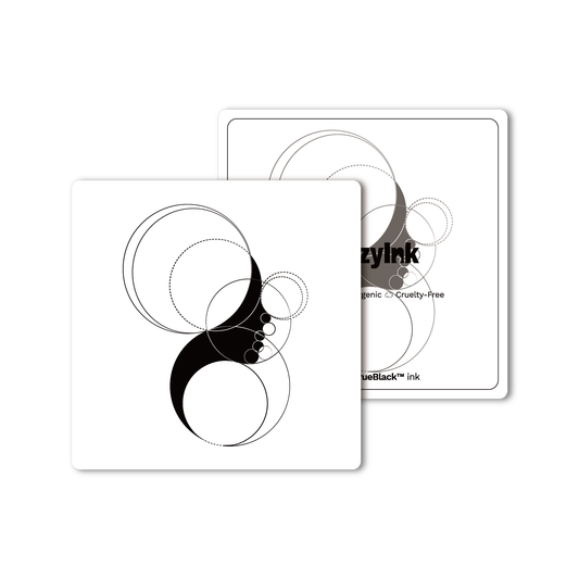 Synthesis temporary tattoo, geometric design. Black and white, hypoallergenic with Pure Black Ink™.