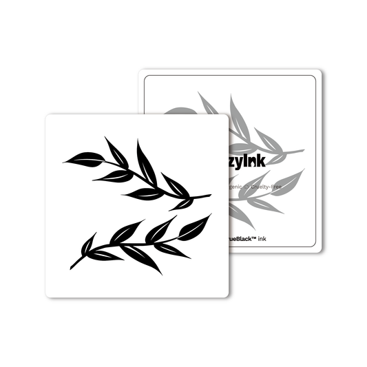 SteezyInk Leaf Branches temporary tattoo in black ink on white card, for chest or collarbone, up to 2 weeks wear