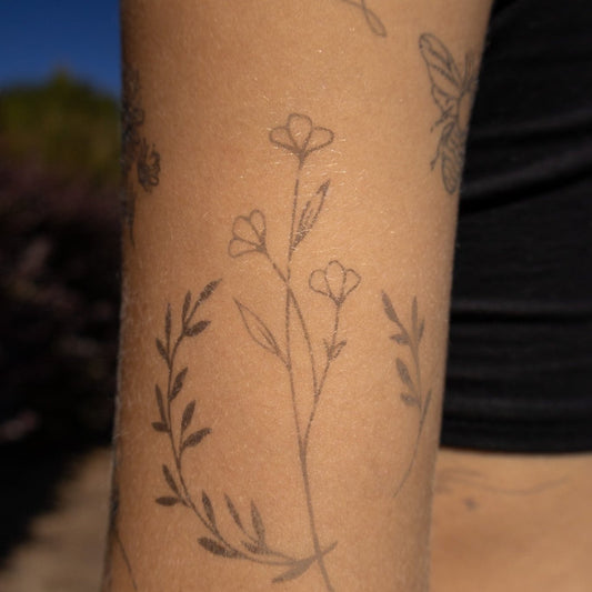 SteezyInk 3x6 inch Floral Wreath Temporary Tattoo, plant-based skin art