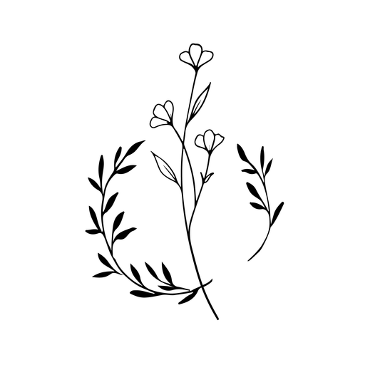 Floral wreath temporary tattoo design for SteezyInk, a delicate plant-based body art option.