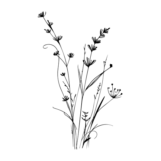 SteezyInk Untamed Flowers Temporary Tattoo. Black wildflower design, perfect for nature lovers.