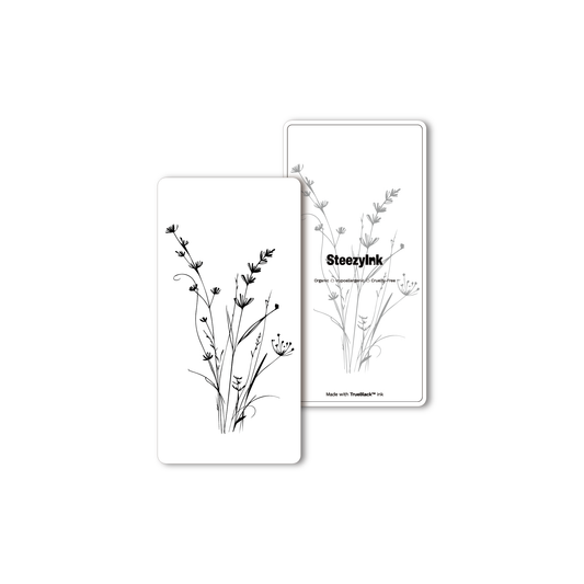 Untamed Flowers temporary tattoo with wildflower design, made with Pure Black Ink™.