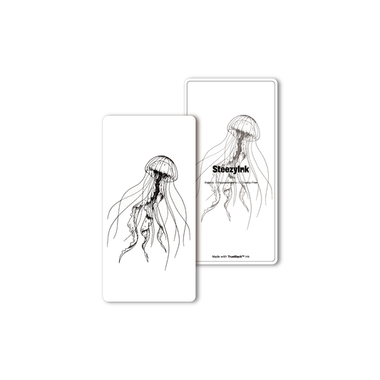 Jellyfish Drift Temporary Tattoo, black and white design, made with Pure Black Ink™