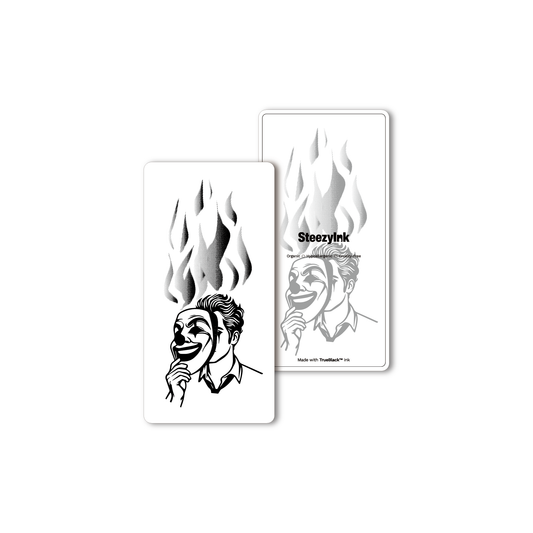 SteezyInk Facade Temporary Tattoo 3x6 inch design, black and white, inner conflict concept