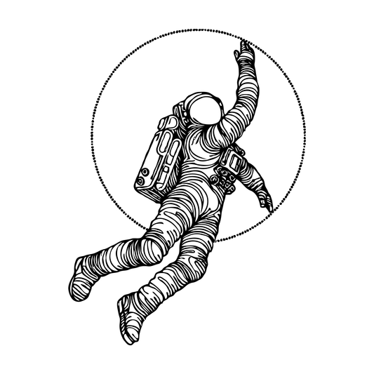 SteezyInk Reach Temporary Tattoo - Blackwork astronaut design, semi-permanent body art