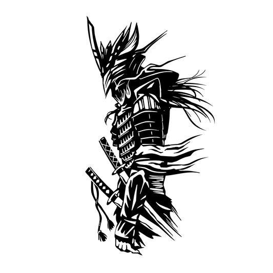 SteezyInk Samurai Knight Temporary Tattoo, detailed warrior design with twin swords