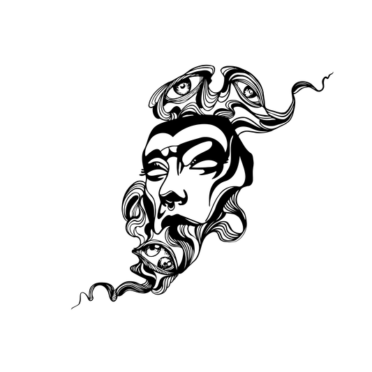 Mind Still Temporary Tattoo featuring Pure Black Ink™. Semi-permanent face design for two weeks.