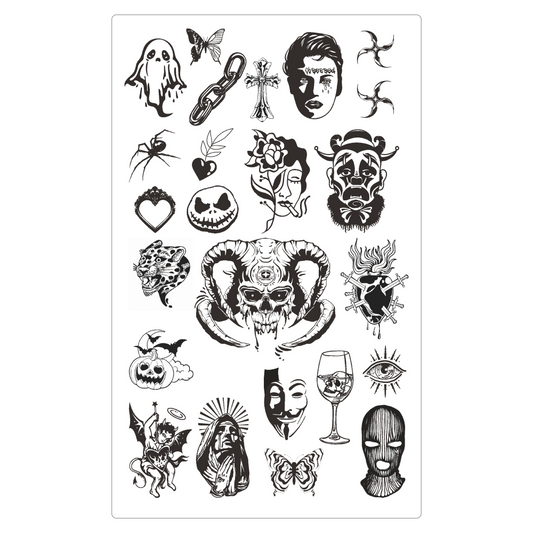 (24 Tattoos) Dark Carnival Temporary Tattoo | 5.5 x 9 inch
