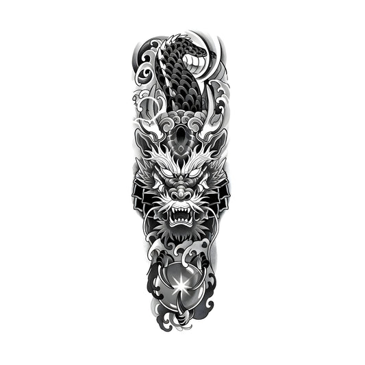 Guardian Dragon Sleeve Temporary Tattoo | 6 x 18 inch