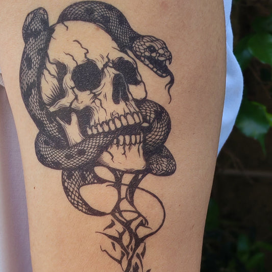 Skull & Snake Sigil Temporary Tattoo | 4 x 7 inch