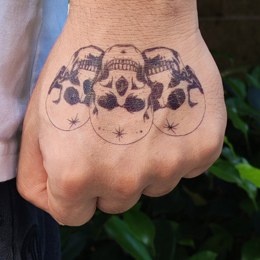 Three Skulls Temporary Tattoo | 2 x 4 inch