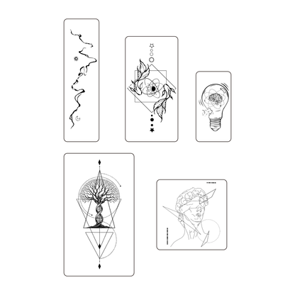 SteezyInk Abstract Minimalistic Guy Pack Temporary Tattoo Pack (4x7, 4x4, 3x6, 2x7, and 2x4 inch)