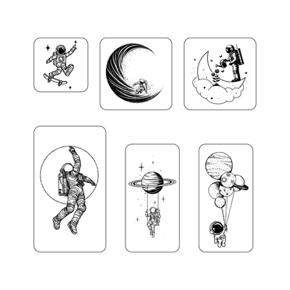 SteezyInk Astronaut Pack Temporary Tattoo Pack (4x7, 4x4, 3x6, and 3x3 inch)