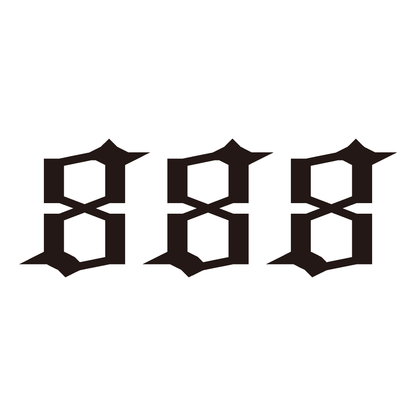 SteezyInk 888 temporary tattoo in gothic font, angel number design