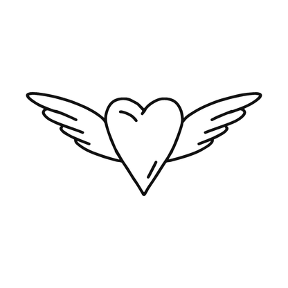 SteezyInk Winged Heart Tattoo. Heart with wings design, perfect for self-expression.