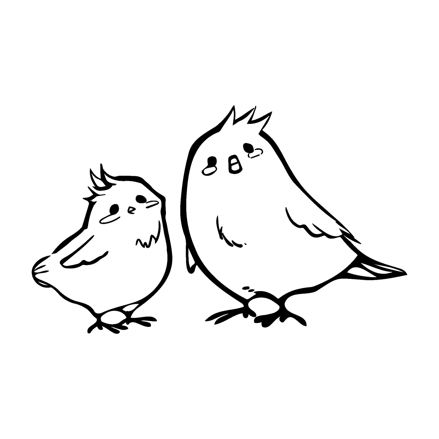 Feathered Friends Temporary Tattoo design, two birds in black and white.