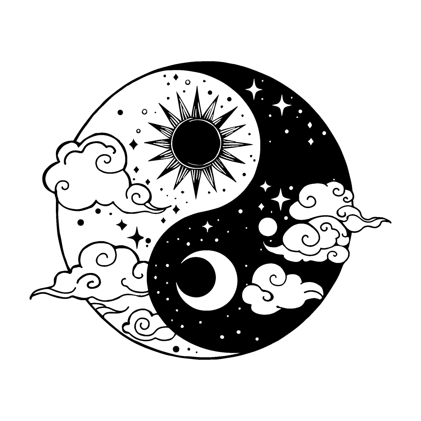 SteezyInk Yin-Yang Cosmos Temporary Tattoo 3 x 3 inch