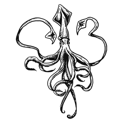 SteezyInk Ocean Depths Temporary Tattoo - Detailed squid illustration for underwater and temporary tattoo lovers