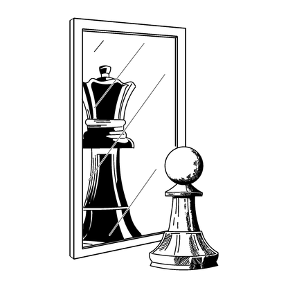 SteezyInk Pawns Potential Temporary Tattoo - Pawn reflecting a queen, symbolizing ambition and growth