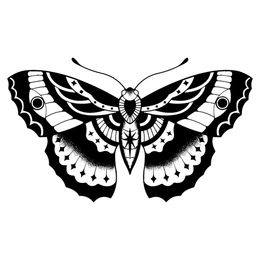 SteezyInk Midnight Moth Temporary Tattoo 4 x 4 inch