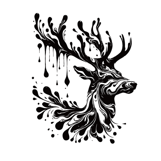 SteezyInk Abstract Ink Deer Temporary Tattoo 6.5 x 6.5 inch