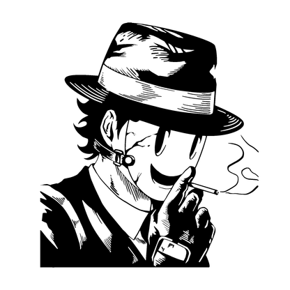 Masked Authority temporary tattoo design, black and white illustration, SteezyInk, up to two weeks wear.