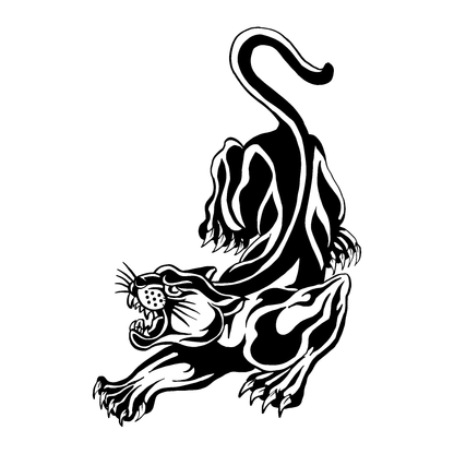 SteezyInk Panther Pounce Temporary Tattoo. Black panther roaring and pouncing, 4 x 7 inch tattoo.
