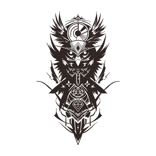 SteezyInk Tribal Owl Temporary Tattoo 5.5 x 9 inch