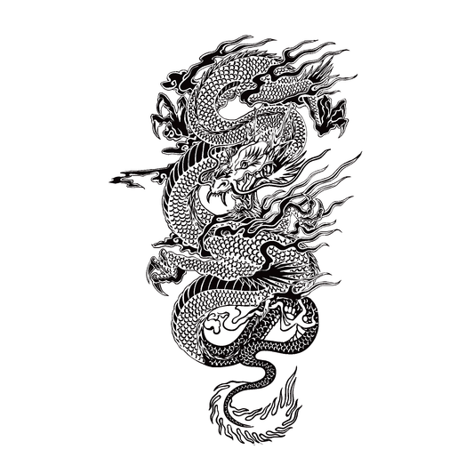 SteezyInk Fire Dragon Temporary Tattoo 5.5 x 9 inch