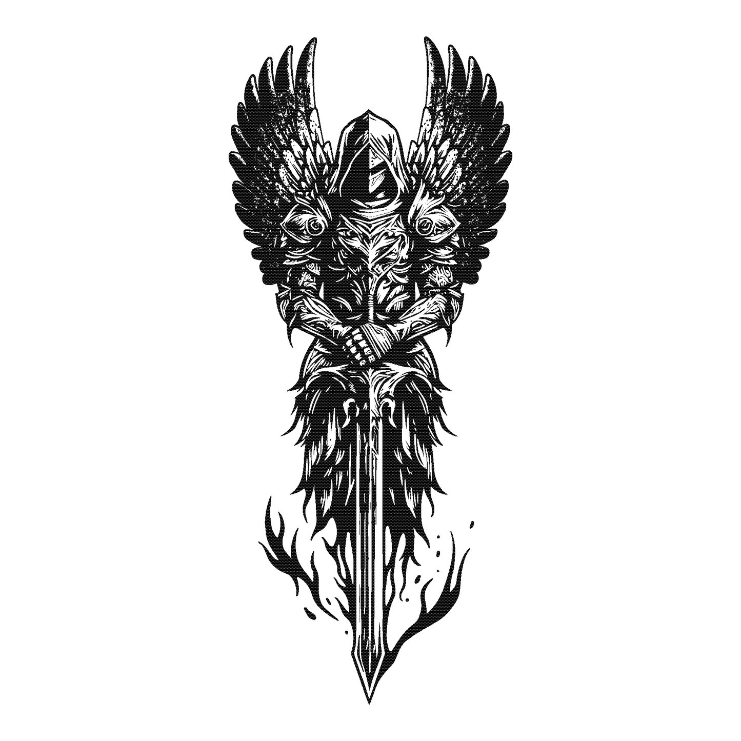 SteezyInk Angel of Valor Temporary Tattoo 5.5 x 9 inch