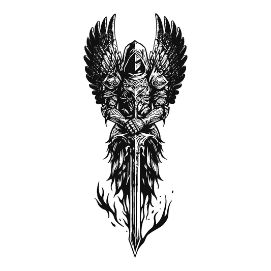 SteezyInk Angel of Valor Temporary Tattoo 5.5 x 9 inch