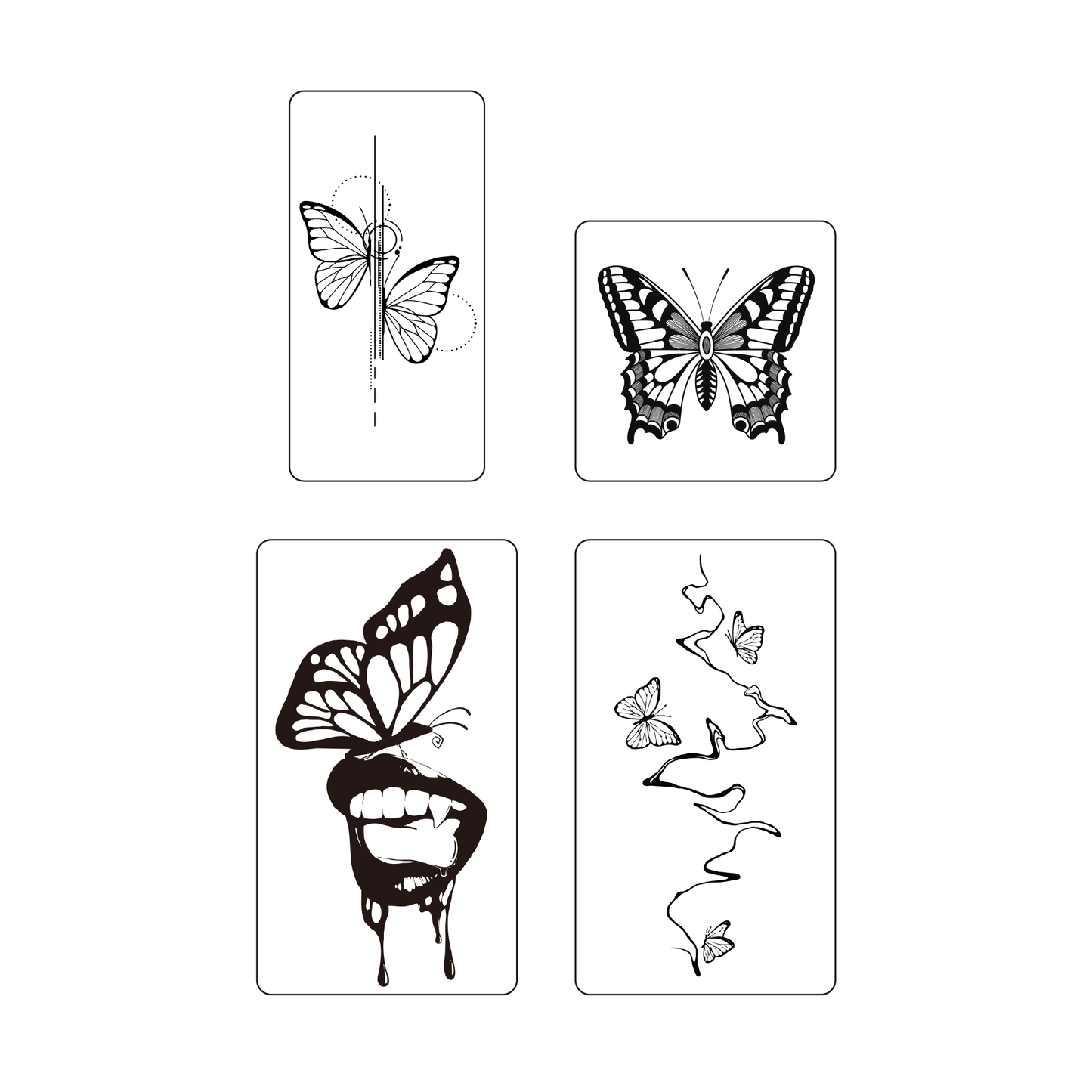 SteezyInk Butterfly Pack Temporary Tattoo Pack (4x7, 4x4, and 3x6 inch)