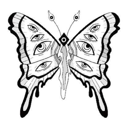 SteezyInk All-Seeing Wings Temporary Tattoo: Surreal butterfly design with eyes on wings, perfect for self-expression.