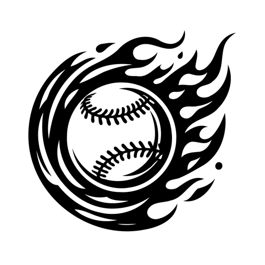 Flaming Baseball Temporary Tattoo | 2 x 2 inch