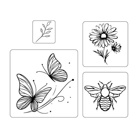 SteezyInk Minimalist Nature Pack Temporary Tattoo Pack 3 x 3,2 x 2,1 x 1 inch