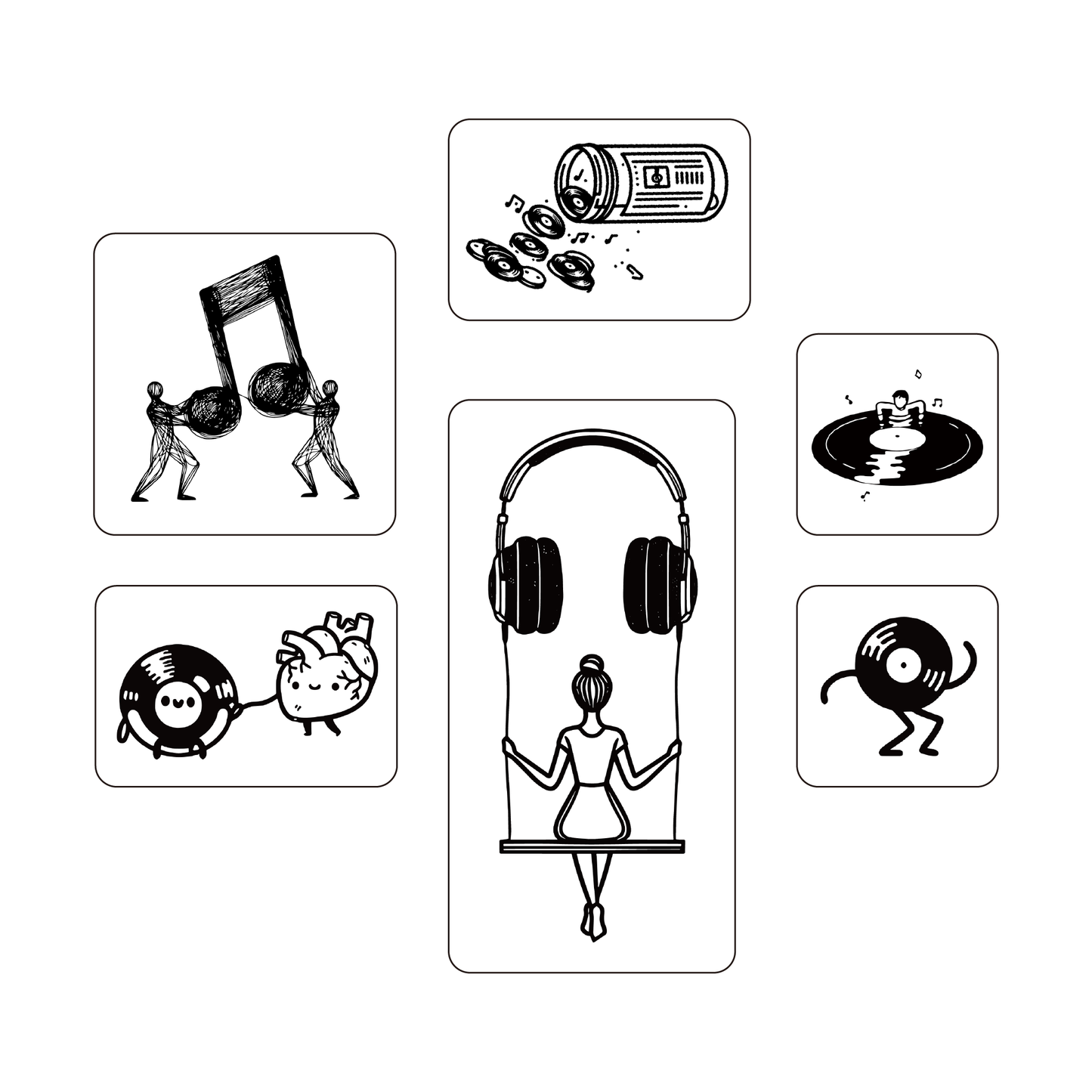 SteezyInk Music Enthusiast Pack Temporary Tattoo Pack 3 x 3,2 x 4,2 x 3,2 x 2 inch