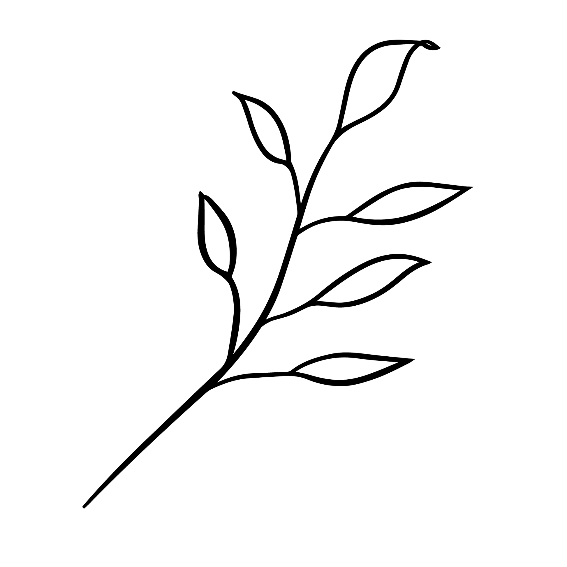 semi-permanent tattoo flowing leaf branch