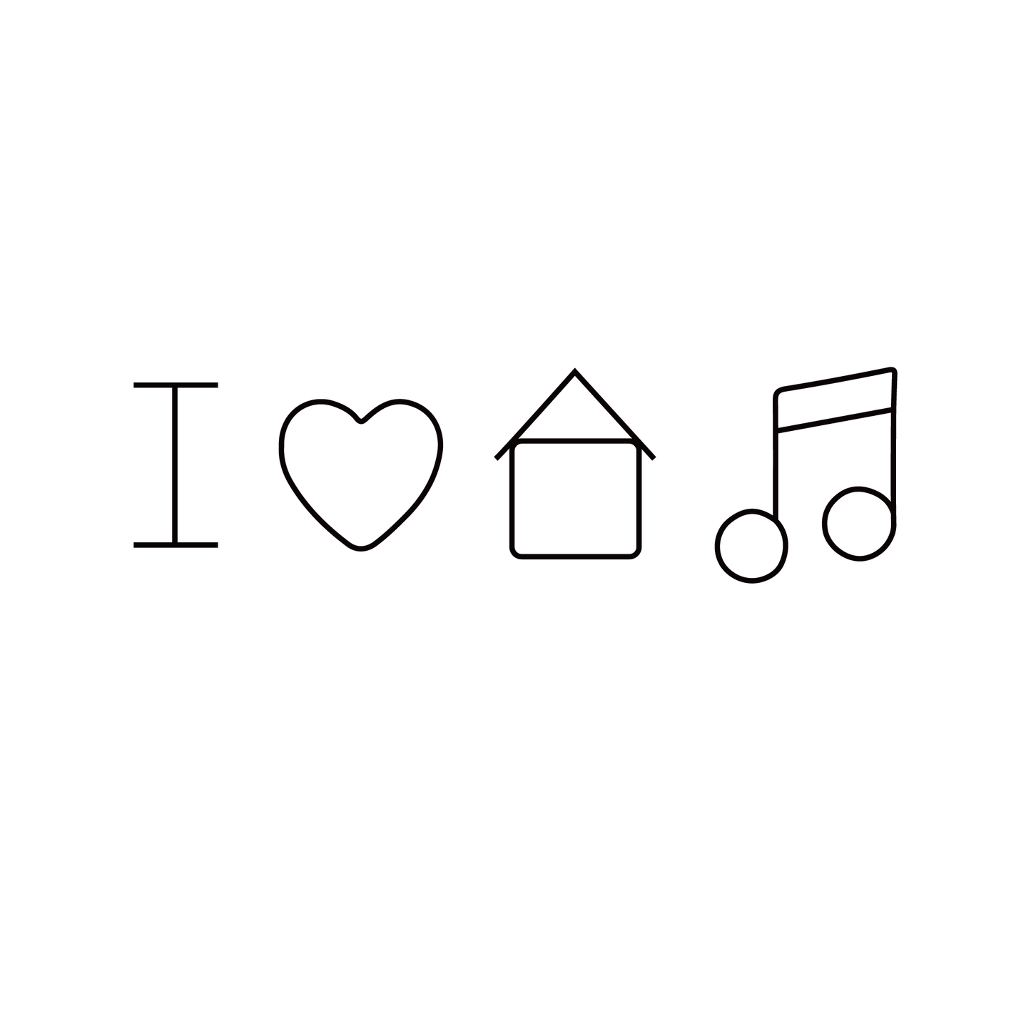 SteezyInk I Love House Music Temporary Tattoo 2 x 2 inch