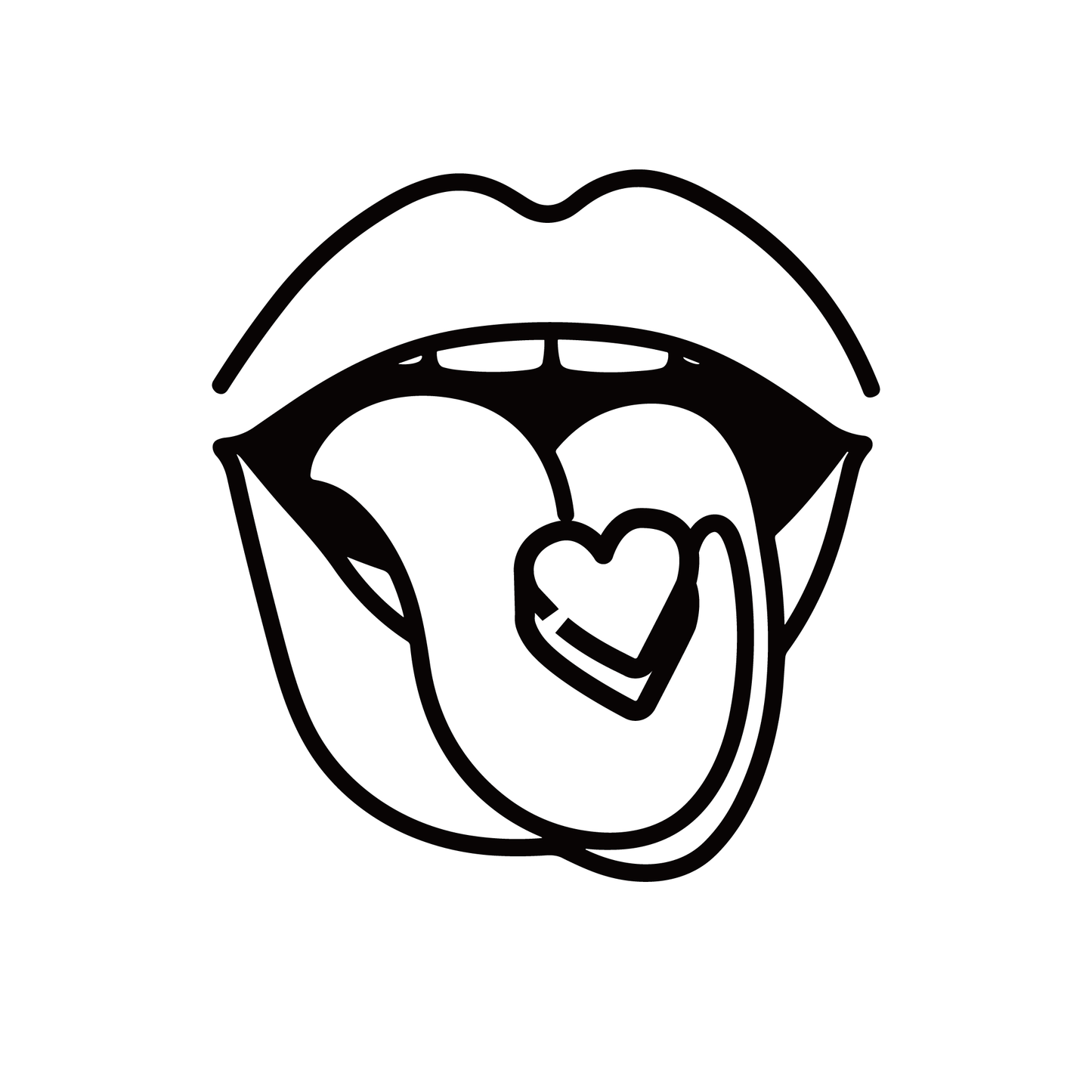 semi-permanent tattoo heart shaped pill sitting on tongue in mouth design close up