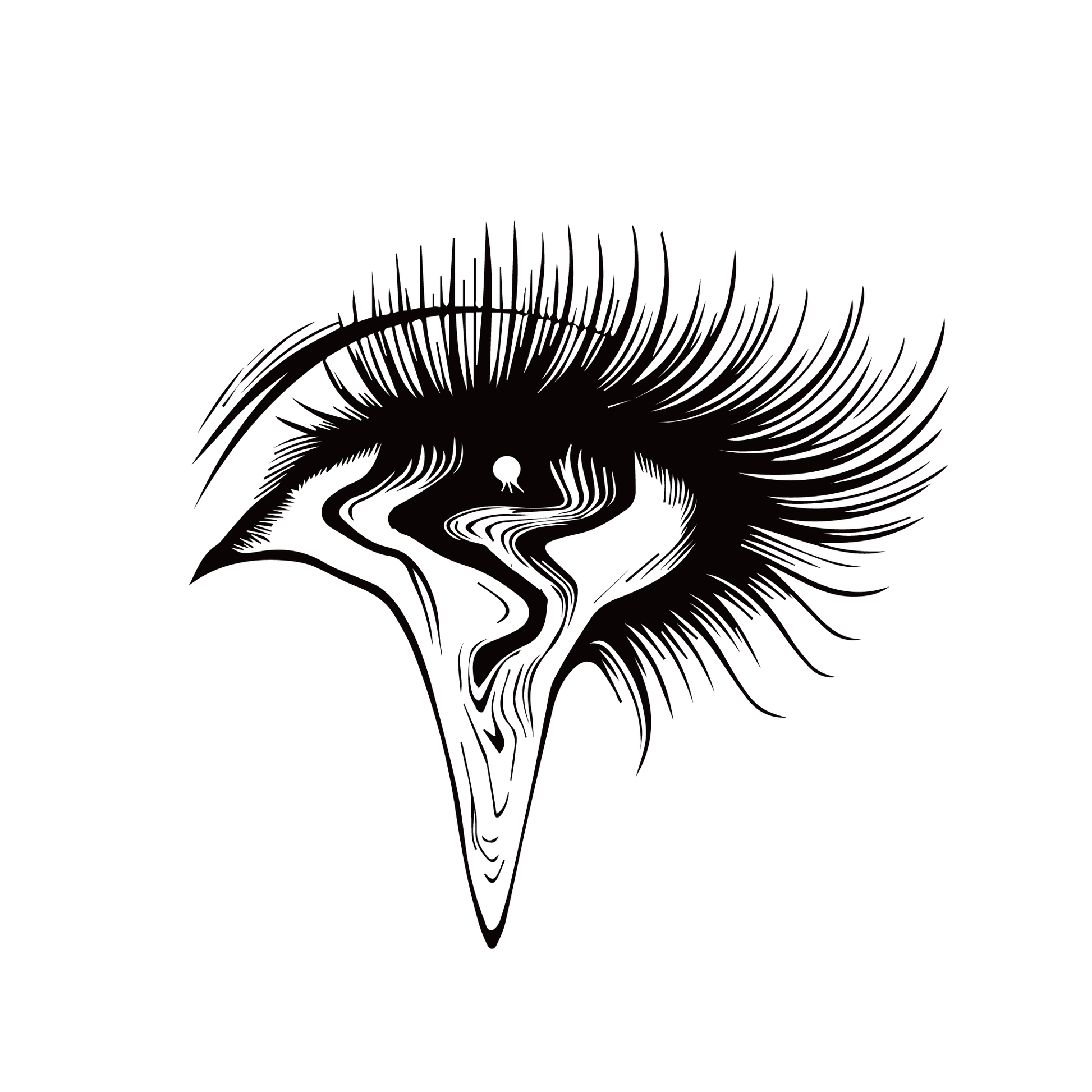 semi-permanent tattoo drippingmelting eye design close up