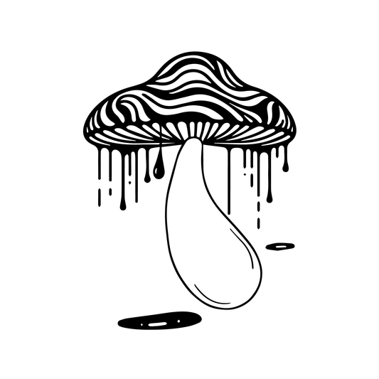 semi-permanent tattoo Trippy mushroom dripping mysterious close up