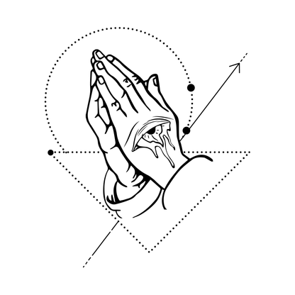 semi-permanent tattoo Abstrac tgeometric praying hands design close up