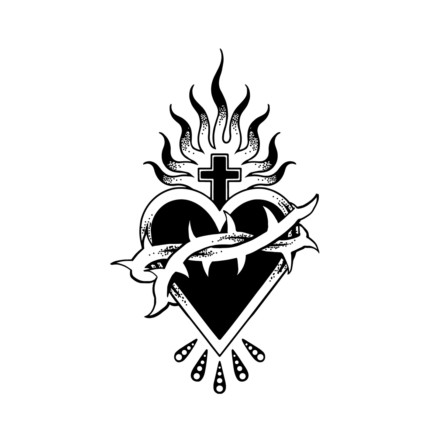 SteezyInk Heart Cross Temporary Tattoo 3 x 3 inch